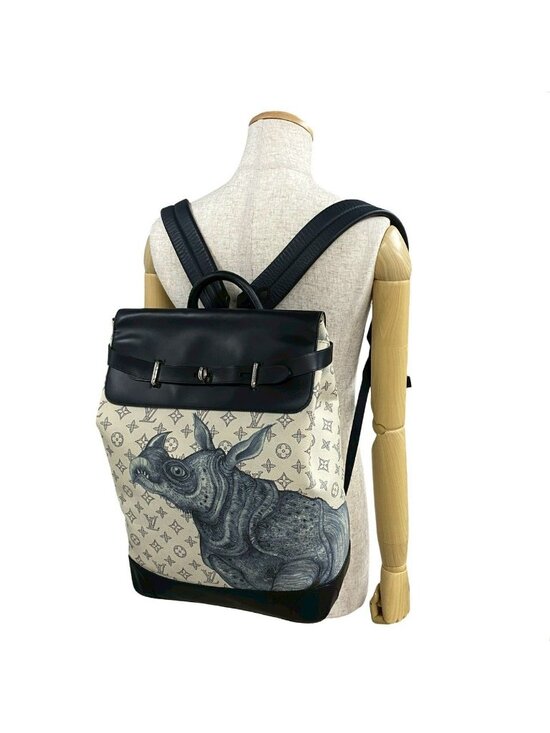 Louis Vuitton Monogram Savanna Steamer Leather Backpack Navy White main image 6